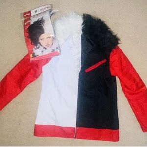 Disney’s 101 Dalmatians Villian Cruella De Vil Costume Jacket & Wig Women’s Sz S